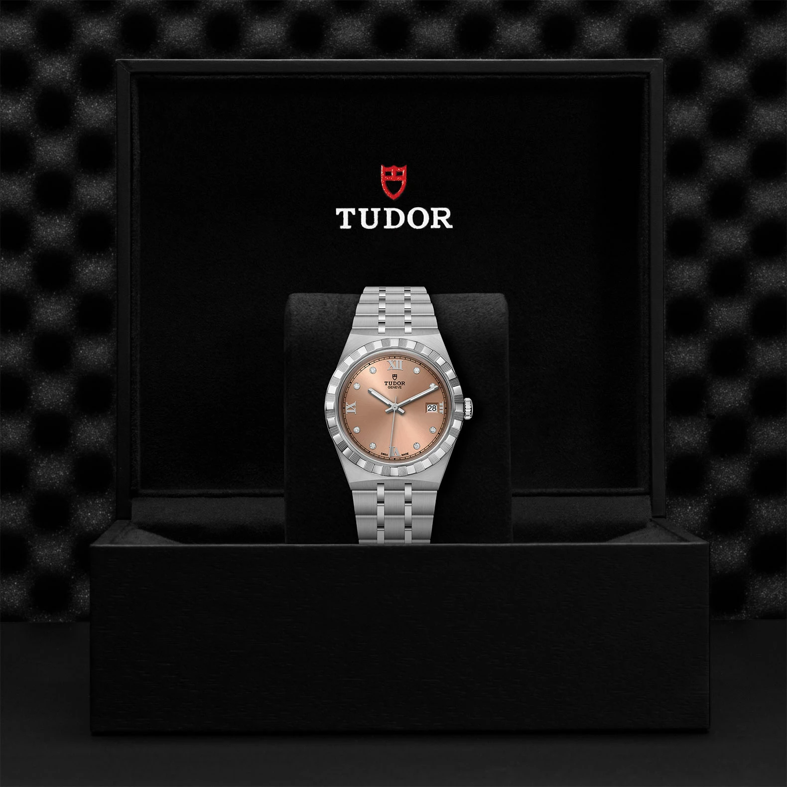 Montre TUDOR Royal boîtier en acier, 38 mm, cadran serti de diamants