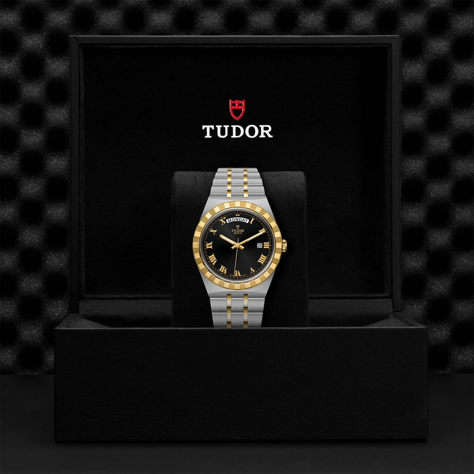 Montre TUDOR Royal boîtier en acier 41 mm, lunette en or jaune