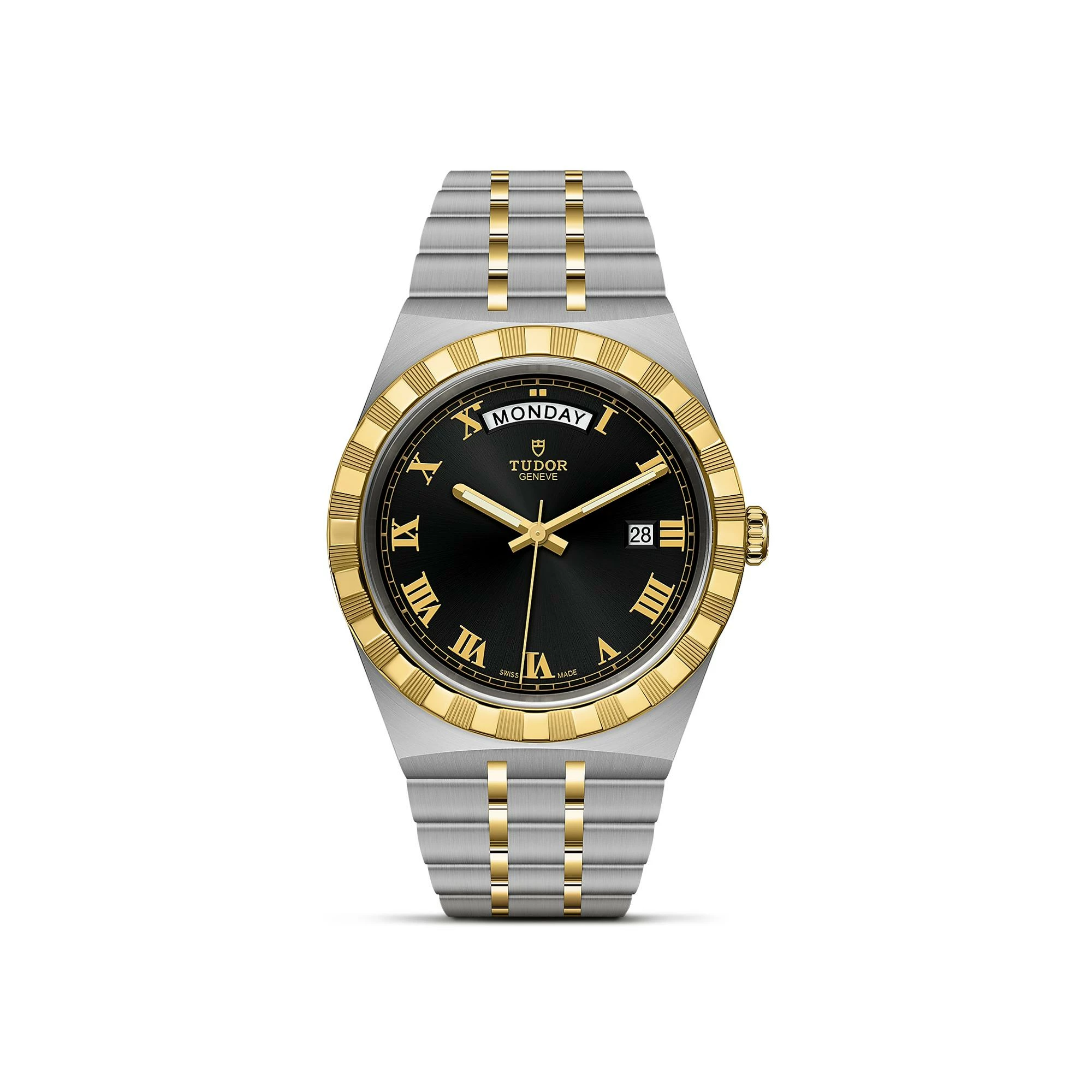 Montre TUDOR Royal boîtier en acier 41 mm, lunette en or jaune
