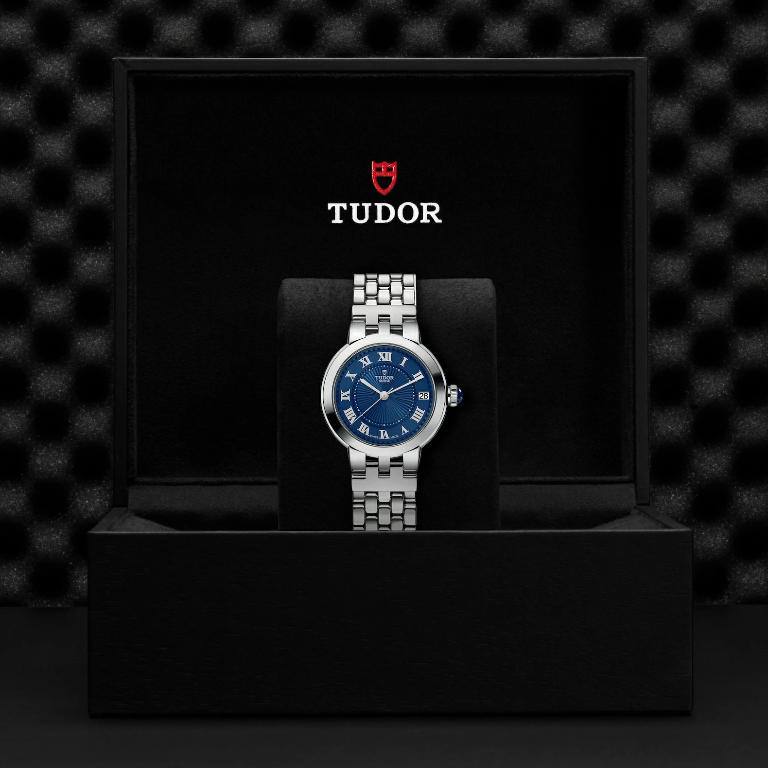 Montre TUDOR Clair de Rose, boîtier en acier, 34 mm, cadran bleu