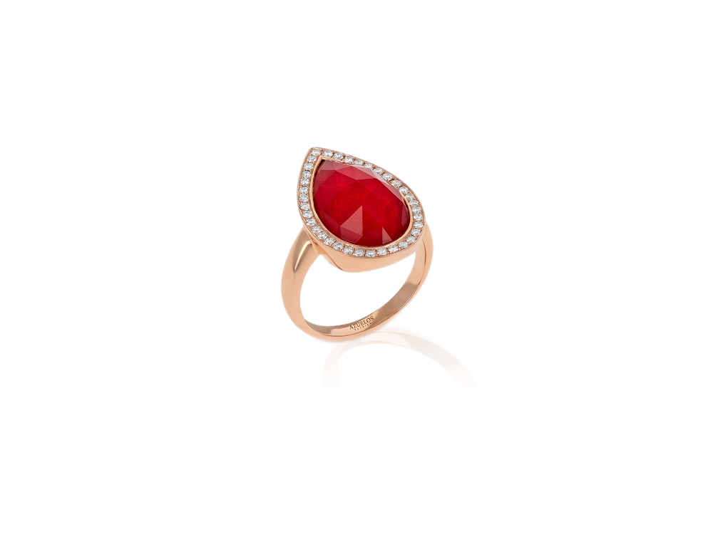 Bague Poire Couleur Rubis