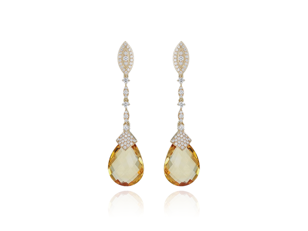 Boucles d’Oreilles Citrine Pendantes