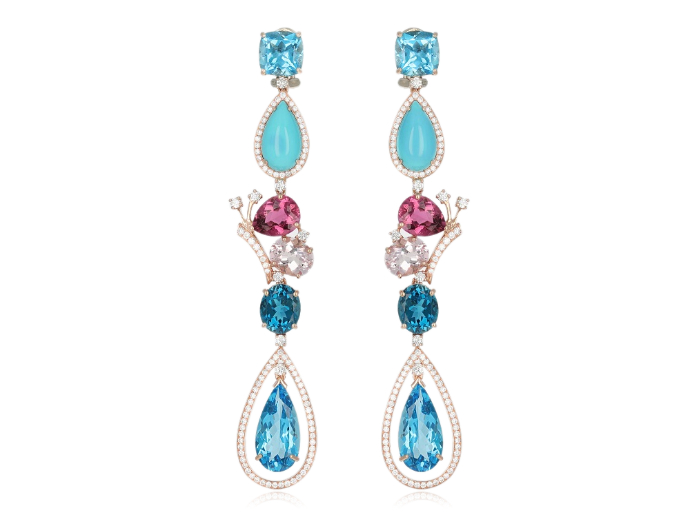 Boucles d’Oreilles d’Exception Muti-Pierres