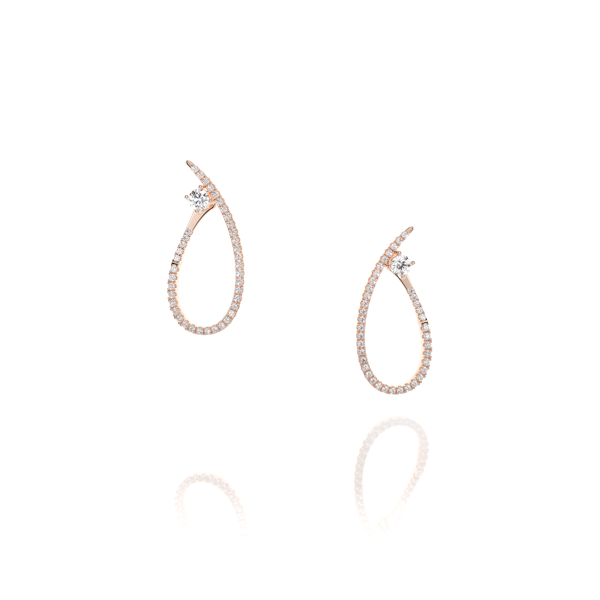Boucle D'oreilles Serties Or Rose
