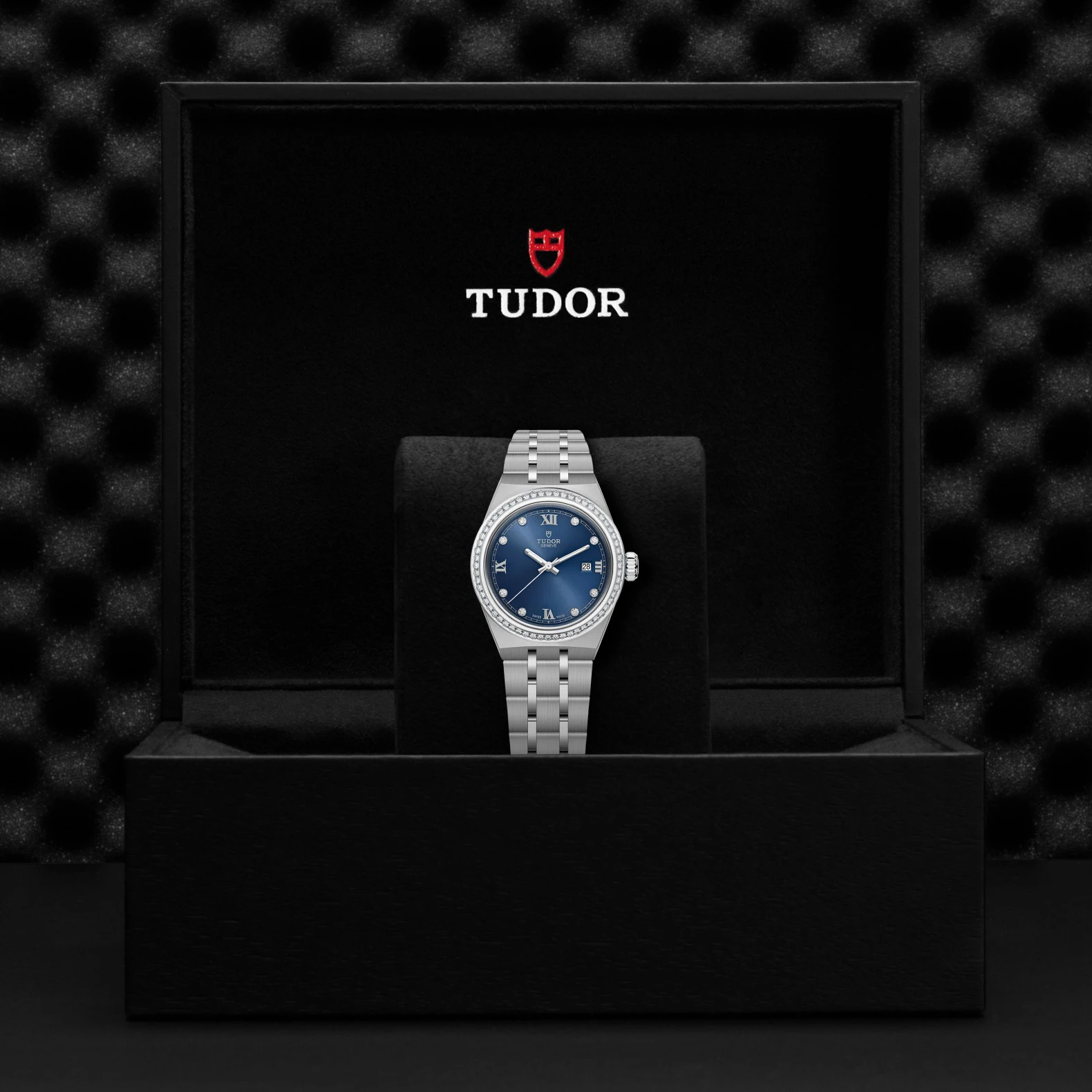 TUDOR Royal watch, 28mm steel case, diamond-set dial