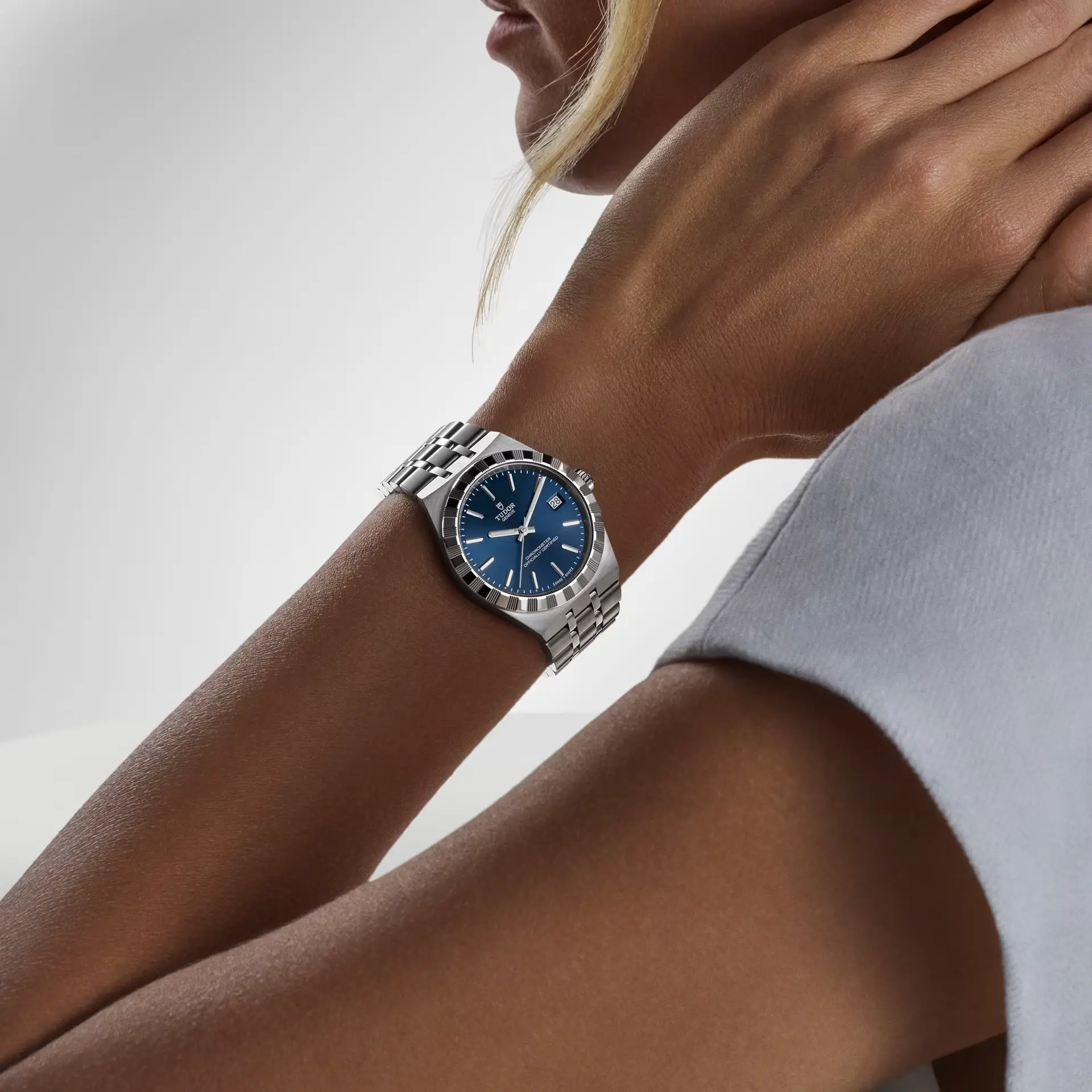 TUDOR Royal boîtier en acier, 36 mm cadran bleu