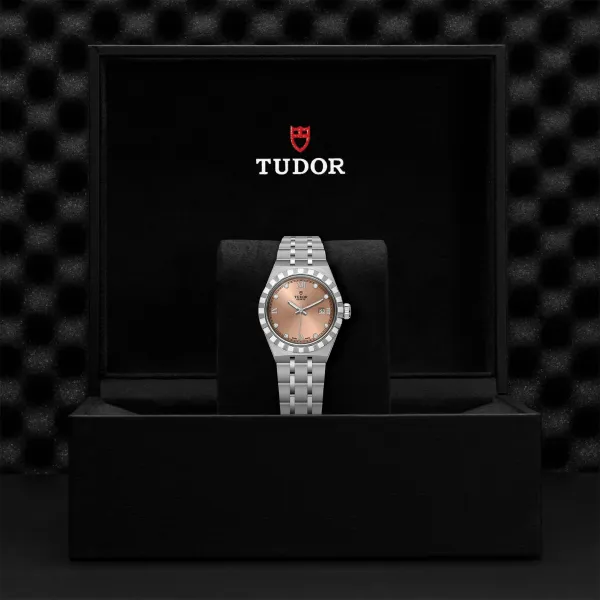 Montre TUDOR Royal boîtier en acier, 28 mm, cadran serti de diamants